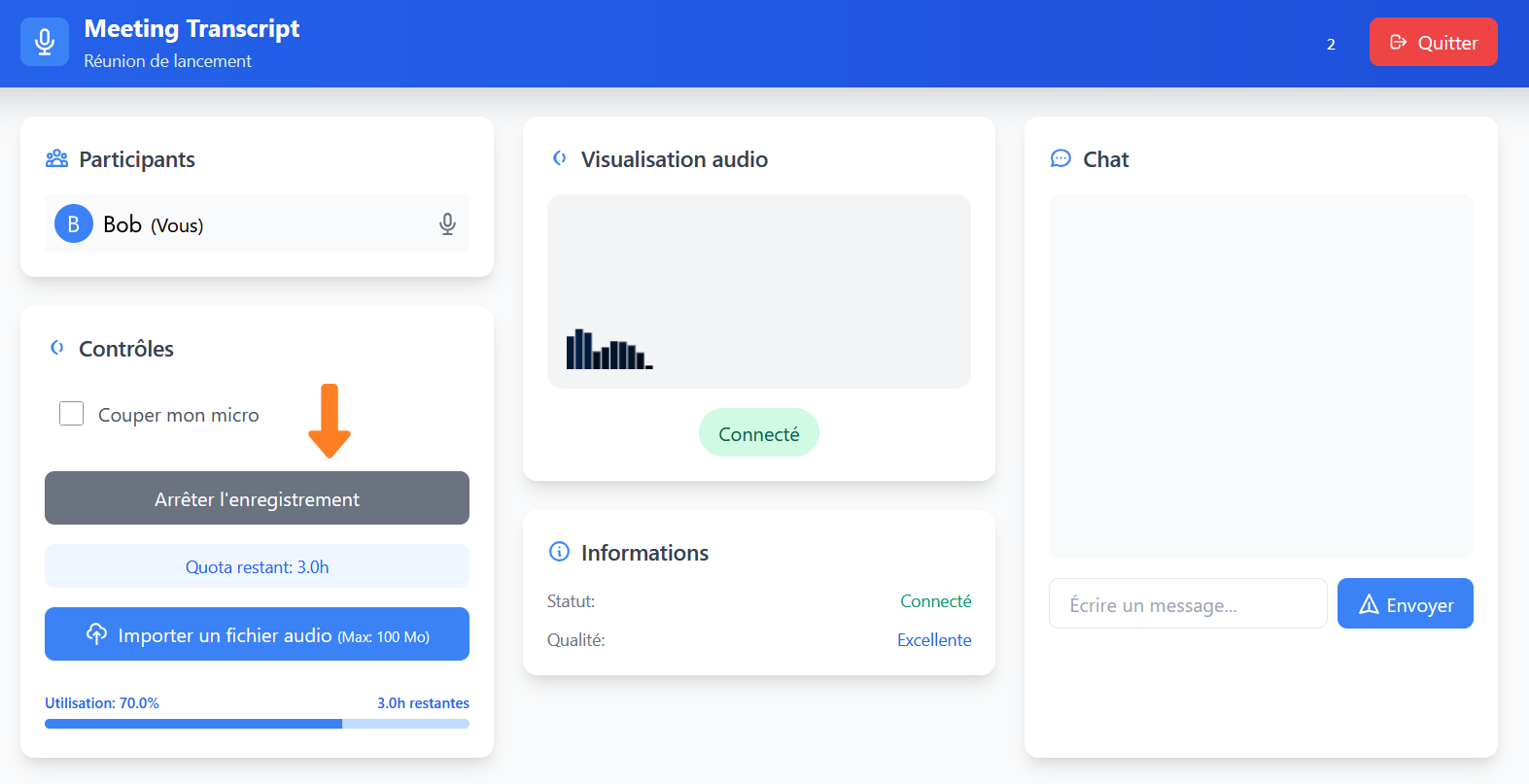 Arrêter l'enregistrement