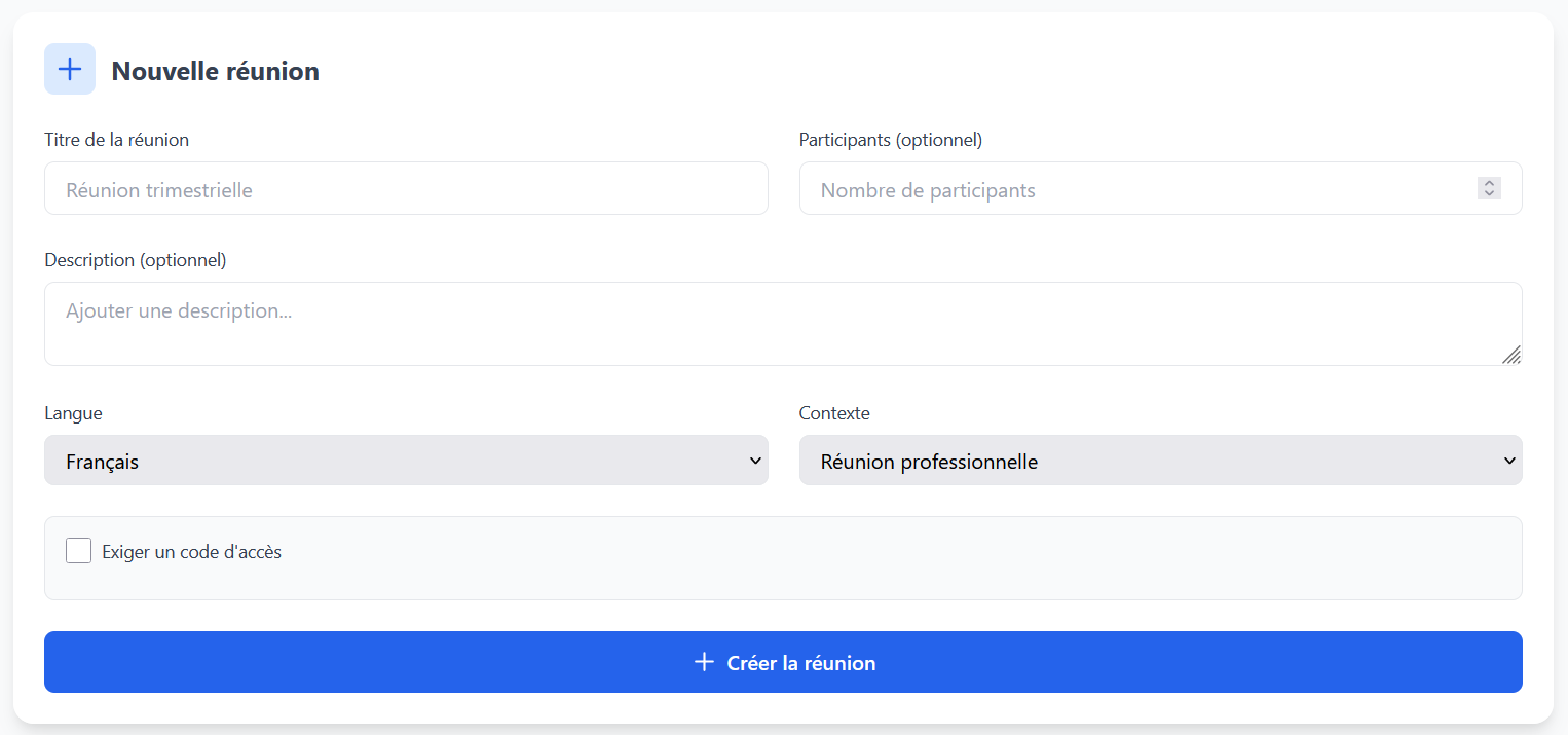 Configurer une nouvelle réunion
