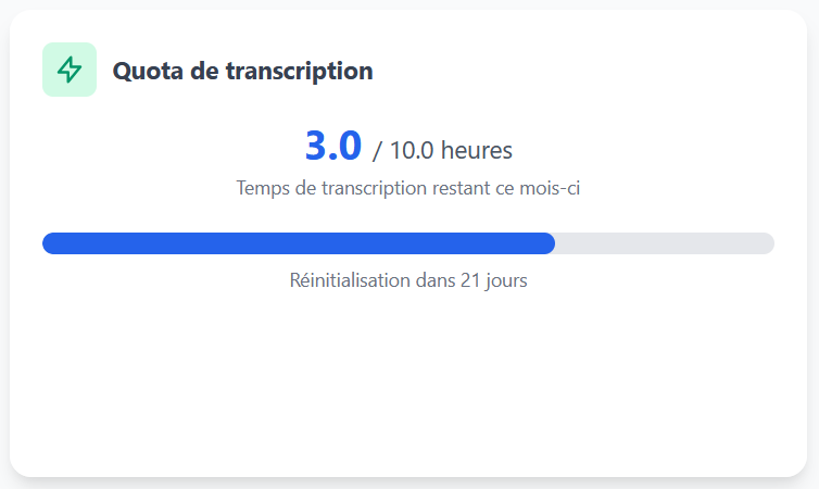 Vérifier son quota de transcriptions